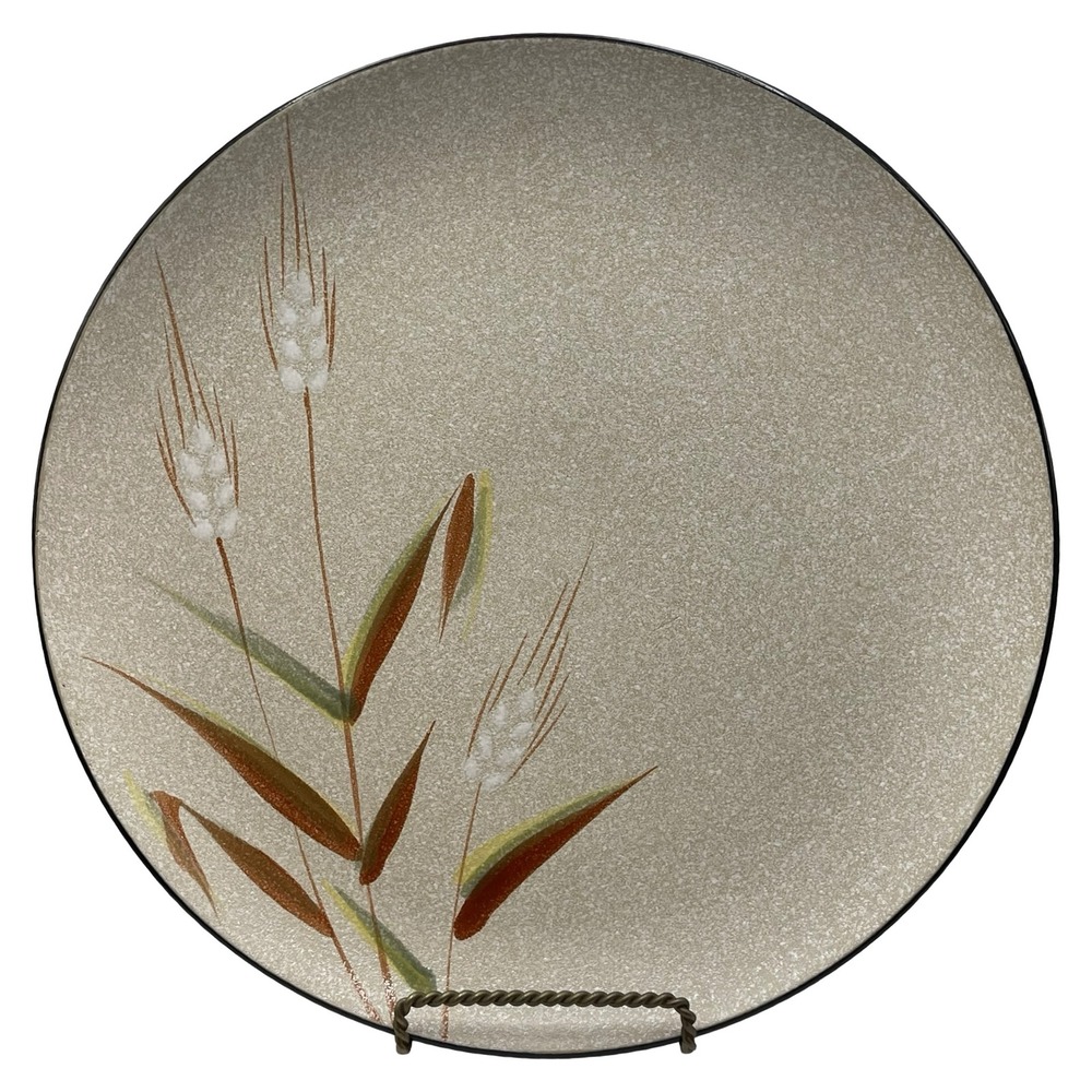 Vintage Ucagoo Wild Rice Stoneware Chop Plate‎ Round Platter Wheat Japan MCM